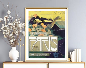 Affiche vintage « Los Cigarillos Paris » d'Aleardo Villa