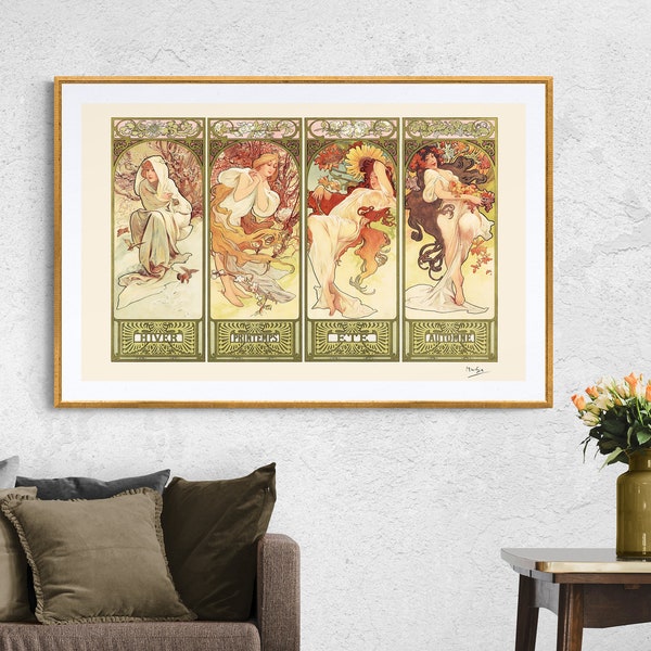The Four Seasons by Alphonse Mucha Fine Art Print - Poster Paper or Canvas Print / Gift Idea / Wall Decor