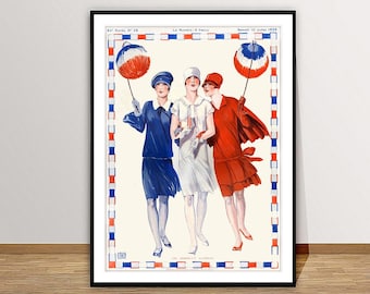Pôster de moda vintage: ilustração de garotas melindrosas dos anos 1920