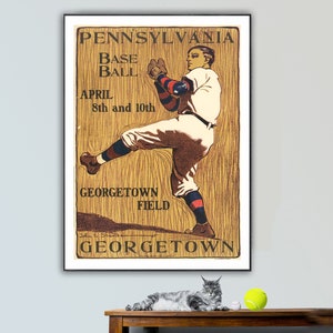 Pennsylvania Base Ball Vintage Sport Poster - Poster su carta o stampa su tela / Idea regalo / Decorazione da parete