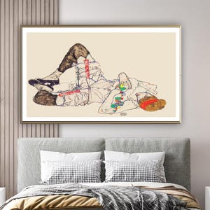 Vrouw liggend op de rug - Egon Schiele Kunstdruk – figuratieve naaktkunst afbeelding 2