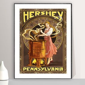 Vintage Hershey Chocolate Pennsylvania Advertisement Art Print, Reproduction of a Retro Artwork, Decorative Purposes Wall Decor