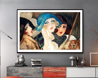 Gerda Wegener Art Nouveau Print: Three Women with Umbrella