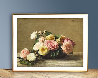 Henri Fantin-latour Rose Print: 3D Textured Floral Still Life - Etsy