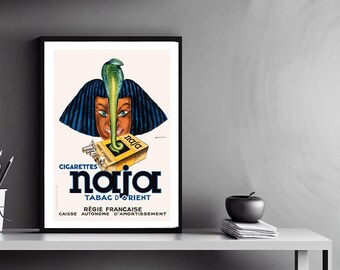 Vintage Naja Cigarettes Advertisement Art Print (1945)