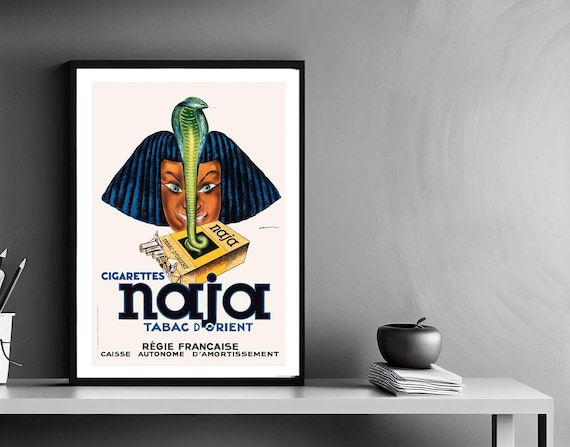 cobra cigarettes Vintage Naja Cigarettes Advertisement Art Print (1945)