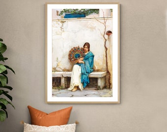 Day Dreams by John William Waterhouse, Fine Art Print, Academic Painting, Pre-raphaelite Artwork, Woman Wall Décor, Classical Poster