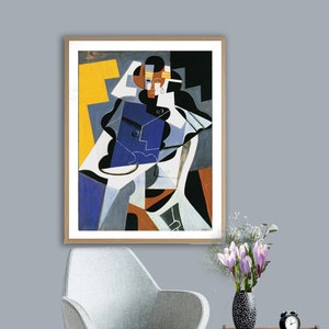 Donna seduta di Juan Gris Fine Art Print - Carta per poster o stampa su tela / Idea regalo / Decorazione da parete