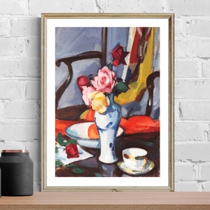 Still Life with  Roses by Samuel John Peploe Fine Art Print - Poster Paper or Canvas Print / Gift Idea