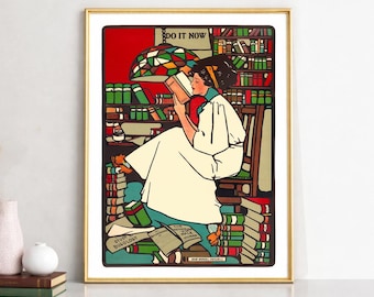 Póster de libro de lectura vintage de Sadie Wendell Mitchell: ¡Hazlo ahora! Obra de arte motivacional.