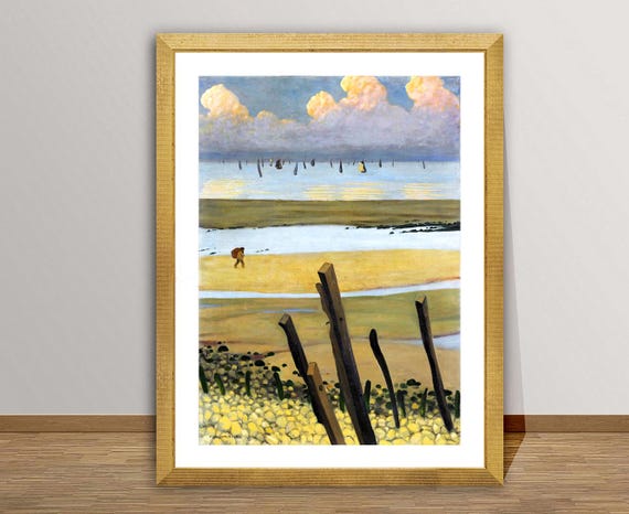 フェリックス・ヴァロットン「干潮の絵：ヴィレルヴィルの海景」複製