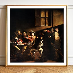 La Vocazione di San Matteo di Michelangelo Merisi da Caravaggio Stampa Fine Art - Poster su Carta o Stampa su Tela / Idea Regalo / Decorazione da Parete