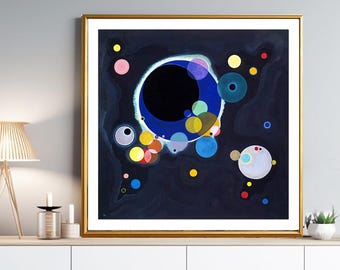 Verschillende cirkels van Wassily Kandinsky Fine Art Print - abstracte kunst, betoverend arrangement, spirituele kracht van vormen muurkunst