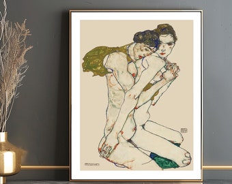 Egon Schiele Friendship Fine Art Print: expressionistische liefhebbers