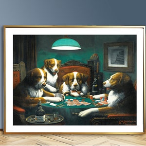 Juego de póquer de Cassius Marcellus Coolidge Bellas Artes Impresión - Impresión de perros, Arte humorístico / Idea de regalo / Decoración de pared
