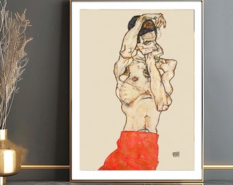 Egon Schiele-poster: staand mannelijk naakt, expressionistische kunstposter