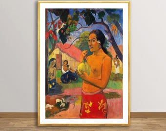Tahitian Woman with Fruit Paul Gauguin Art Giclee Print,  Impressionist Art