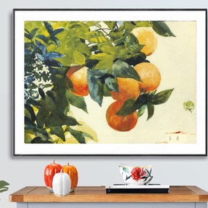 Oranges on a Branch by Winslow Homer, Fine Art Print, Nature Artwork, Forest Wall Décor, Watercolor Print, Landscape Painting, Trees Poster