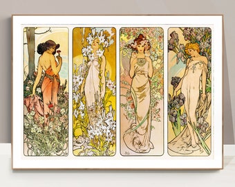 Alphonse Mucha 'Les Fleurs' Art Nouveau Fine Art Print