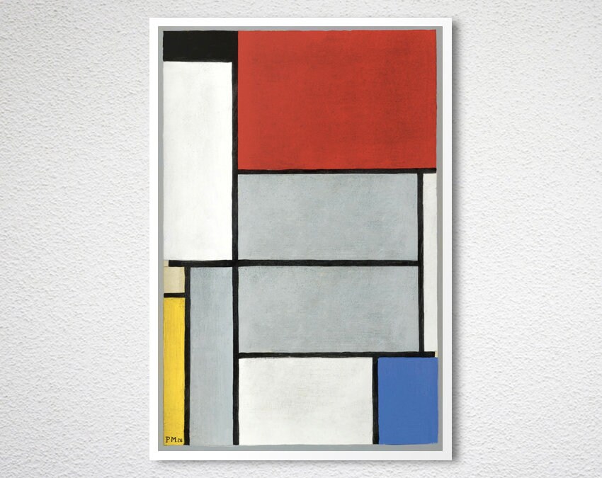 Composition With Black Red Grey Yellow and Blue by Piet - Etsy