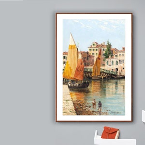 Venetian Barges by Antonietta Brandeis Fine Art Print - Poster Paper or Canvas Print / Gift Idea / Wall Decor