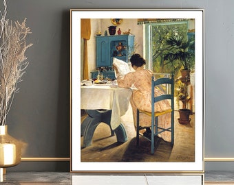 At Breakfast by Laurits Andersen Ring, Fine Art Print, Realist Artwork, Symbolist Painting, Living Room Décor, Danish Wall Art, Kitchen Art