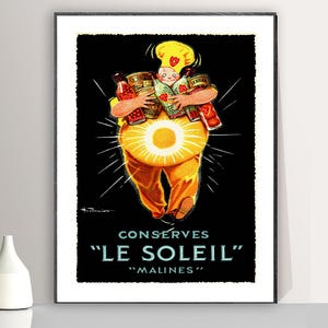 Vintage Conserves Le Soleil Malines Advertisement (1930) Art Print, Reproduction of a Retro Artwork, Decorative Purposes Wall Decor