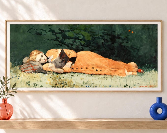 Featured listing image: Winslow Homer Art Print: The New Novel - Figurative Wall Decor