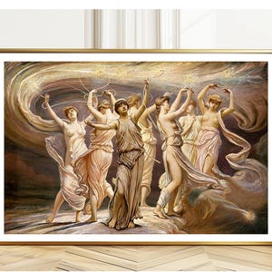 Impression d&#39;art Les Pléiades (sept sœurs) d&#39;Elihu Vedder - Art mythologique, peinture symboliste, mythes et légendes