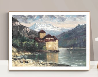 Le Chateau de Chillon by Gustave Courbet Fine Art Print - Poster Paper or Canvas Print / Gift Idea / Wall Decor