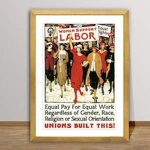 Woman Support Labor, Union Built This Vintage Motivational Poster - Motivational Poster, Home Decor, Gift Idea