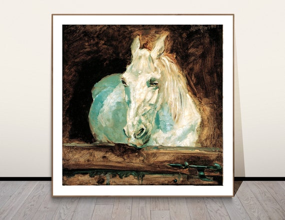 ロートレック「白い馬」ファインアートプリント：馬の絵画の壁飾り