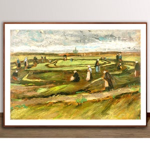 Women Mending Nets in the Dunes by Vincent Van Gogh Fine Art Print Landscape Poster, Gift Idea, Wall Decor image 1