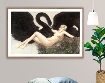 Leda and the Swan by Louis Icart  Fine Art Print - Poster Paper or Canvas Print / Gift Idea / Wall Decor