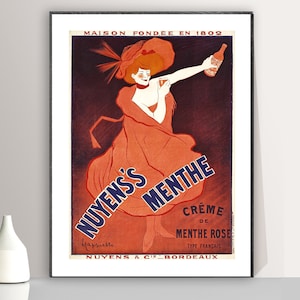 Nuyens&#39;s Menthe Vintage Food&Drink Poster by Leonetto Cappiello - Poster Paper or Canvas Print / Gift Idea / Wall Decor