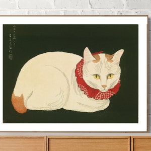Shironeko Vintage Japanese Poster by Takahashi Hiroaki - Japanese Art Print, Cat Lovers, Japanese Cat Print, Animal Wall Art Decor