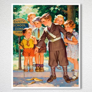The Crossing Guard Vintage Poster by Raymond James Stuart Poster Paper or Canvas Print / Gift Idea / Wall Decor image 2