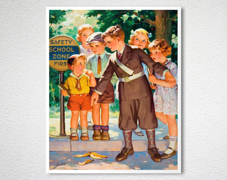 The Crossing Guard Vintage Poster by Raymond James Stuart Poster Paper or Canvas Print / Gift Idea / Wall Decor image 2