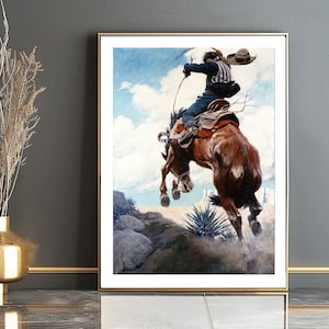 Vita da cowboy occidentale di Newell Convers Wyeth Stampa artistica - Poster da cowboy / Idea regalo / Decorazione da parete