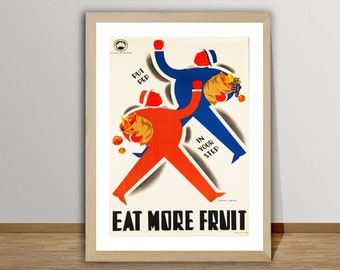 Eat More Fruit Vintage Food&Drink Poster - Motivational Poster, Kitchen Decor, Gift Idea