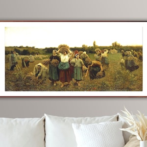 Calling in Gleaners by Jules Breton, Fine Art Print, Realist Poster, Naturalist Painting, Figurative Artwork, Farmers Wall Art, Woman Poster