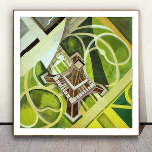 Tour Eiffel et Jardin du Champ de Mars di Robert Delaunay - Stampa artistica - Dipinto astratto di paesaggio urbano / Idea regalo / Decorazione murale