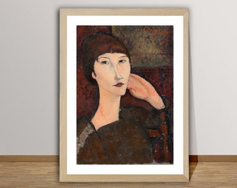 Woman with Bangs by Amedeo Modigliani Fine Art Print - Figurative Poster, Modern Print / Gift Idea / Wall Decor
