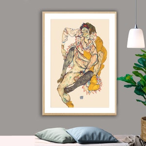 Seated Couple by Egon Schiele Fine Art Print - Poster Paper or Canvas Print / Gift Idea / Wall Decor