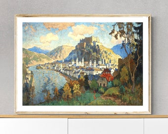 A View of Salzburg by Konstantin Gorbatov Fine Art Print - Poster Paper or Canvas Print / Wall Decor