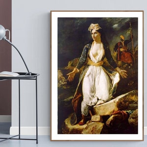 Grecia sulle rovine di Missolonghi di Eugene Delacroix Fine Art Print - Poster Paper o Canvas Print / Gift Idea / Wall Decor