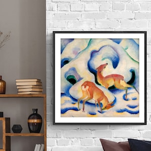 Rehe im Schnee (Deer in the Snow)  by Franz Marc Fine Art Print - Animal Painting / Gift Idea / Wall Decor
