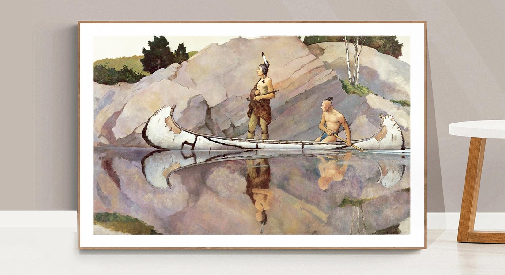Indians in a Canoe by  Newell Convers Wyeth Fine Art Print - Western Art / Gift Idea / Wall Decor