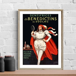 Vintage Dentifrices Benedictins de Soulac Advertisement (1920) Art Print - Reproduction of a Retro Artwork, Decorative Purposes Wall Decor