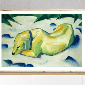 Dog Lying in the Snow by Franz Marc, Fine Art Print, Expressionist Wall Art, Modern Artwork, Animal Lover Gift, Winter Wall Décor